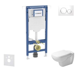 GEBERIT - Duofix Set předstěnové instalace, klozetu a sedátka Duravit D-Code, tlačítka Sigma20, Rimless, SoftClose, bílá/lesklý chrom (SANI11CP3102)