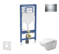 GEBERIT - Duofix Set předstěnové instalace, klozetu a sedátka Duravit D-Code, tlačítka Sigma20, Rimless, SoftClose, lesklý chrom/chrom mat (SANI11CP1102)
