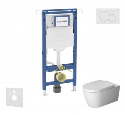 GEBERIT - Duofix Set předstěnové instalace, klozetu a sedátka Duravit ME by Starck, tlačítka Sigma01, Rimless, SoftClose, alpská bílá (SANI11CP3109)