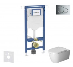 GEBERIT - Duofix Set předstěnové instalace, klozetu a sedátka Duravit ME by Starck, tlačítka Sigma01, Rimless, SoftClose, lesklý chrom (SANI11CP1103)
