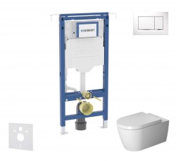 GEBERIT - Duofix Set předstěnové instalace, klozetu a sedátka Duravit ME by Starck, tlačítka Sigma20, Rimless, SoftClose, bílá/lesklý chrom (SANI11CP3113)