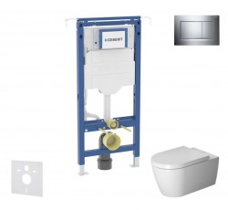 GEBERIT - Duofix Set předstěnové instalace, klozetu a sedátka Duravit ME by Starck, tlačítka Sigma30, Rimless, SoftClose, lesklý chrom/chrom mat (SANI11CP1104)