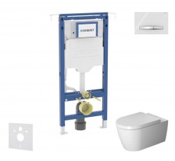 GEBERIT - Duofix Set předstěnové instalace, klozetu a sedátka Duravit ME by Starck, tlačítka Sigma50, Rimless, SoftClose, alpská bílá (SANI11CP3114)