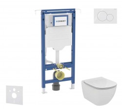 GEBERIT - Duofix Set předstěnové instalace, klozetu a sedátka Ideal Standard Tesi, tlačítka Sigma01, Aquablade, SoftClose, alpská bílá (SANI11CD3133)