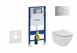 GEBERIT - Duofix Set předstěnové instalace, klozetu a sedátka Ideal Standard Tesi, tlačítka Sigma01, Aquablade, SoftClose, lesklý chrom (111.300.00.5 NU2)