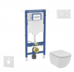 GEBERIT - Duofix Set předstěnové instalace, klozetu a sedátka Ideal Standard Tesi, tlačítka Sigma01, Rimless, SoftClose, alpská bílá (SANI11CD3101)