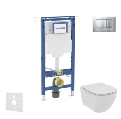 GEBERIT - Duofix Set předstěnové instalace, klozetu a sedátka Ideal Standard Tesi, tlačítka Sigma20, Rimless, SoftClose, matný chrom/chrom (SANI11CD2107)