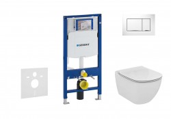 GEBERIT - Duofix Set předstěnové instalace, klozetu a sedátka Ideal Standard Tesi, tlačítka Sigma30,  Aquablade, SoftClose, bílá/lesklý chrom (111.300.00.5 NU5)