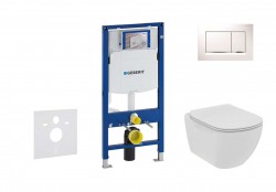 GEBERIT - Duofix Set předstěnové instalace, klozetu a sedátka Ideal Standard Tesi, tlačítka Sigma30, Rimless, SoftClose, bílá/chrom (111.300.00.5 NE5)
