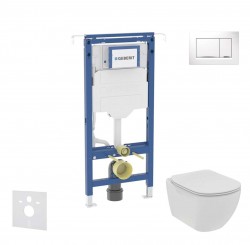 GEBERIT - Duofix Set předstěnové instalace, klozetu a sedátka Ideal Standard Tesi, tlačítka Sigma30, Rimless, SoftClose, bílá/chrom (SANI11CD3106)