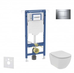GEBERIT - Duofix Set předstěnové instalace, klozetu a sedátka Ideal Standard Tesi, tlačítka Sigma30, Rimless, SoftClose, lesklý chrom/chrom mat (SANI11CD1100)