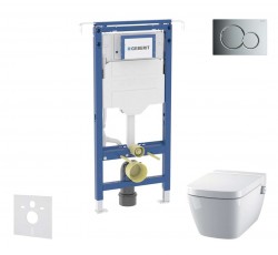 GEBERIT - Duofix Set předstěnové instalace, klozetu a sedátka Tece One, tlačítka Sigma01, Rimless, SoftClose, lesklý chrom (SANI11CT1100)