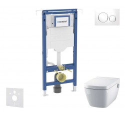 GEBERIT - Duofix Set předstěnové instalace, klozetu a sedátka Tece One, tlačítka Sigma20, Rimless, SoftClose, bílá/lesklý chrom (SANI11CT3102)