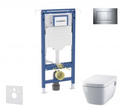 GEBERIT - Duofix Set předstěnové instalace, klozetu a sedátka Tece One, tlačítka Sigma20, Rimless, SoftClose, lesklý chrom/chrom mat (SANI11CT1102)