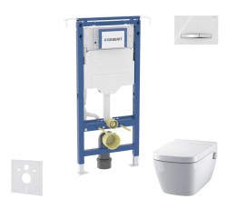GEBERIT - Duofix Set předstěnové instalace, klozetu a sedátka Tece One, tlačítka Sigma50, Rimless, SoftClose, alpská bílá (SANI11CT3106)