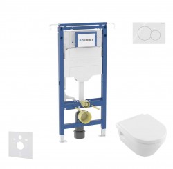 GEBERIT - Duofix Set předstěnové instalace, klozetu a sedátka Villeroy Boch, tlačítka Sigma01, DirectFlush, SoftClose, CeramicPlus, alpská bílá (SANI11CK3109)