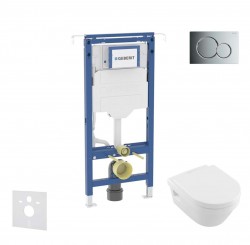 GEBERIT - Duofix Set předstěnové instalace, klozetu a sedátka Villeroy Boch, tlačítka Sigma01, DirectFlush, SoftClose, CeramicPlus, lesklý chrom (SANI11CK1108)