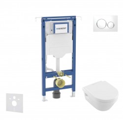 GEBERIT - Duofix Set předstěnové instalace, klozetu a sedátka Villeroy Boch, tlačítka Sigma20, DirectFlush, SoftClose, CeramicPlus, bílá/chrom (SANI11CK3106)