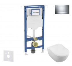 GEBERIT - Duofix Set předstěnové instalace, klozetu a sedátka Villeroy Boch, tlačítka Sigma20, DirectFlush, SoftClose, CeramicPlus, lesklý chrom/chrom mat (SANI11CK1102)
