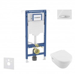 GEBERIT - Duofix Set předstěnové instalace, klozetu a sedátka Villeroy Boch, tlačítka Sigma50, DirectFlush, SoftClose, CeramicPlus, alpská bílá (SANI11CK3110)