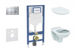 GEBERIT - Duofix Set předstěnové instalace, klozetu Alpha a sedátka softclose, tlačítko Sigma30, matný chrom/chrom (SANI11CD2106)
