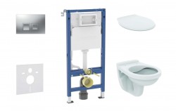 GEBERIT - Duofix Set předstěnové instalace, klozetu Alpha a sedátka, tlačítko Delta35, matný chrom (SANI11CD2145)