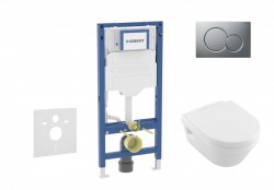 GEBERIT - Duofix Set předstěnové instalace, klozetu Architectura a sedátka softclose, tlačítko Sigma01, matný chrom (SANI11CK2102)