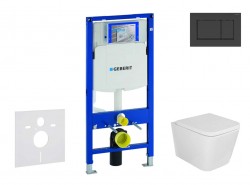 GEBERIT - Duofix Set předstěnové instalace, klozetu Arkas a sedátka softclose, tlačítko Sigma30, matná černá/černá (SANI11CA5102)