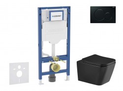 GEBERIT - Duofix Set předstěnové instalace, klozetu Arkas I a sedátka softclose, tlačítko Sigma01, černá (SANI11CA5514)