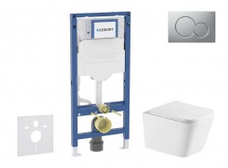 GEBERIT - Duofix Set předstěnové instalace, klozetu Arkas I a sedátka softclose, tlačítko Sigma01, lakovaný matný chrom (SANI11CA2116)