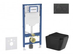 GEBERIT - Duofix Set předstěnové instalace, klozetu Arkas I a sedátka softclose, tlačítko Sigma20, černá lesk/černá mat (SANI11CA5512)