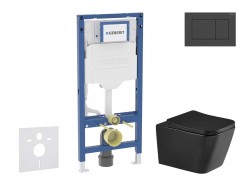 GEBERIT - Duofix Set předstěnové instalace, klozetu Arkas I a sedátka softclose, tlačítko Sigma20, matná černá/černá (SANI11CA5509)