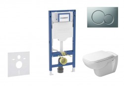 GEBERIT - Duofix Set předstěnové instalace, klozetu D-Code a sedátka softclose, tlačítko Sigma01, matný chrom (SANI11CP2102)