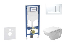 GEBERIT - Duofix Set předstěnové instalace, klozetu D-Code a sedátka softclose, tlačítko Sigma20, bílá/lesklý chrom (SANI11CP3104)