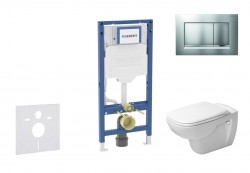 GEBERIT - Duofix Set předstěnové instalace, klozetu D-Code a sedátka softclose, tlačítko Sigma30, matný chrom/chrom (SANI11CP2106)