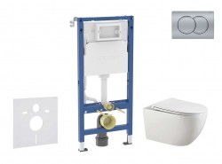 GEBERIT - Duofix Set předstěnové instalace, klozetu Gaia a sedátka softclose, tlačítko Delta01, matný chrom (SANI11CA1137B)