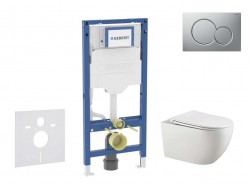 GEBERIT - Duofix Set předstěnové instalace, klozetu Gaia a sedátka softclose, tlačítko Sigma01, lakovaný matný chrom (SANI11CA1135B)