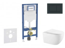 GEBERIT - Duofix Set předstěnové instalace, klozetu Gaia a sedátka softclose, tlačítko Sigma20, černá lesk/černá mat (SANI11CA5136B)