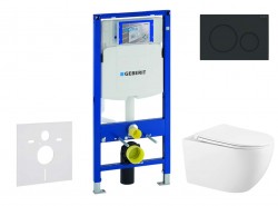 GEBERIT - Duofix Set předstěnové instalace, klozetu Gaia a sedátka softclose, tlačítko Sigma20, matná černá/černá (SANI11CA5135)