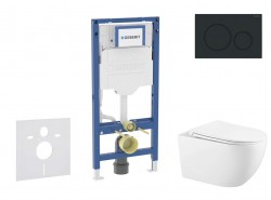 GEBERIT - Duofix Set předstěnové instalace, klozetu Gaia a sedátka softclose, tlačítko Sigma20, matná černá/černá (SANI11CA5135B)