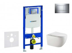 GEBERIT - Duofix Set předstěnové instalace, klozetu Gaia a sedátka softclose, tlačítko Sigma30, chrom/chrom mat (SANI11CA1133)