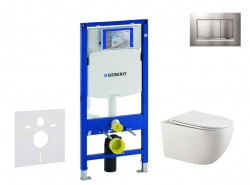GEBERIT - Duofix Set předstěnové instalace, klozetu Gaia a sedátka softclose, tlačítko Sigma30, chrom mat/chrom (SANI11CA1134)