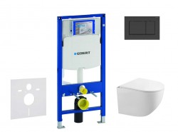 GEBERIT - Duofix Set předstěnové instalace, klozetu Gaia a sedátka softclose, tlačítko Sigma30, matná černá/černá (SANI11CA5105)
