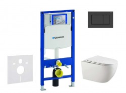 GEBERIT - Duofix Set předstěnové instalace, klozetu Gaia a sedátka softclose, tlačítko Sigma30, matná černá/černá (SANI11CA5106)