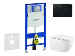GEBERIT - Duofix Set předstěnové instalace, klozetu Gaia sedátka softclose, tlačítko Sigma01, černá (SANI11CA5134)
