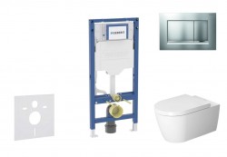 GEBERIT - Duofix Set předstěnové instalace, klozetu ME by Starck a sedátka softclose, tlačítko Sigma20, matný chrom/chrom (SANI11CP2114)