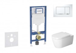 GEBERIT - Duofix Set předstěnové instalace, klozetu ME by Starck a sedátka softclose, tlačítko Sigma30, bílá/lesklý chrom (SANI11CP3112)