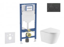GEBERIT - Duofix Set předstěnové instalace, klozetu Nefia a sedátka softclose, tlačítko Sigma20, černá lesk/černá mat (SANI11CA5165)