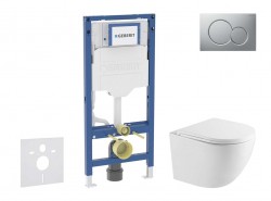 GEBERIT - Duofix Set předstěnové instalace, klozetu Oudee a sedátka softclose, tlačítko Sigma01, lakovaný matný chrom (SANI11CA2104)