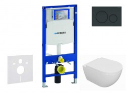 GEBERIT - Duofix Set předstěnové instalace, klozetu Oudee a sedátka softclose, tlačítko Sigma20, černá lesk/černá mat (SANI11CA5110)